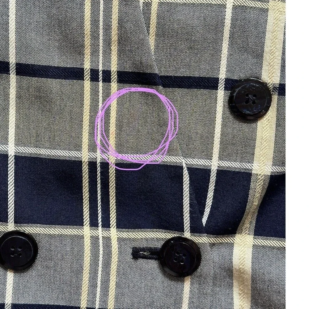 Jacquline ferrar Vintage 1980’s Rayon Navy/gray plaid Blazer jacket women’s Sz 6 - Picture 11 of 15